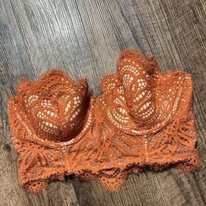 Victoria's‎ Secret Orange Lace Bustier Top Size 34B